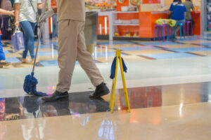 custodian mopping a New Jersey walmart store